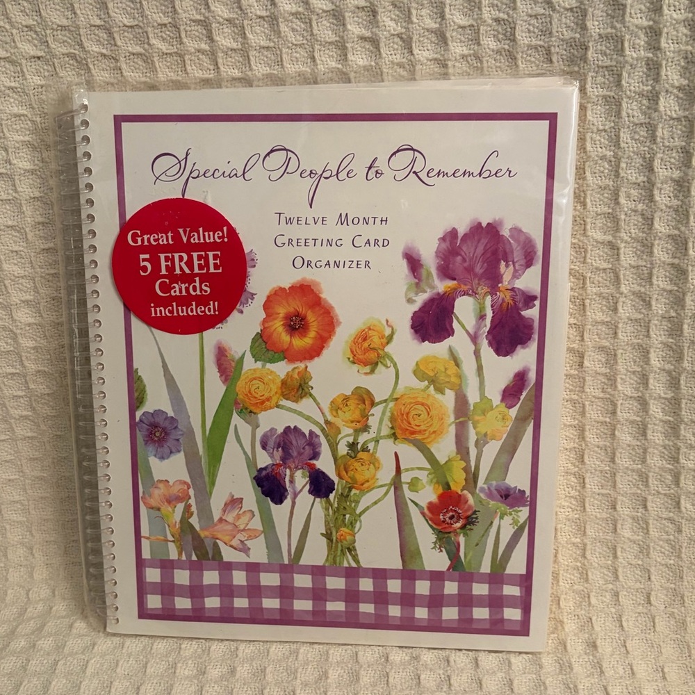 Hallmark Floral 12 Month Greeting Card Organizer With 5 Free Cards